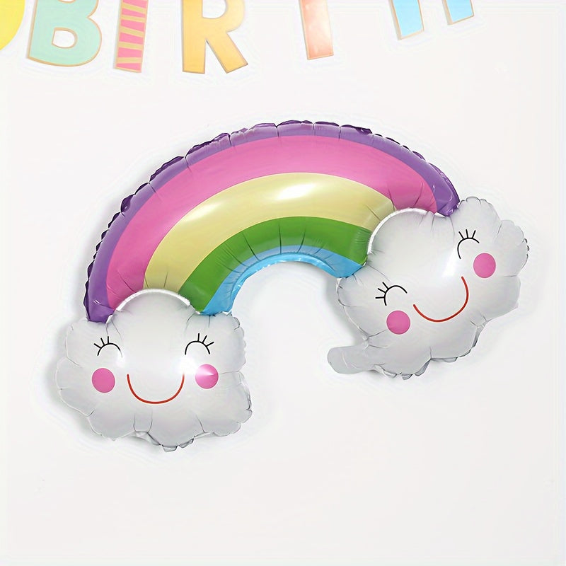 8pcs Rainbow Cloud Foil Balloon Set 4th Birthday Party Decor