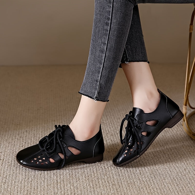 Women's Lace Up Low Block Heel Shoes