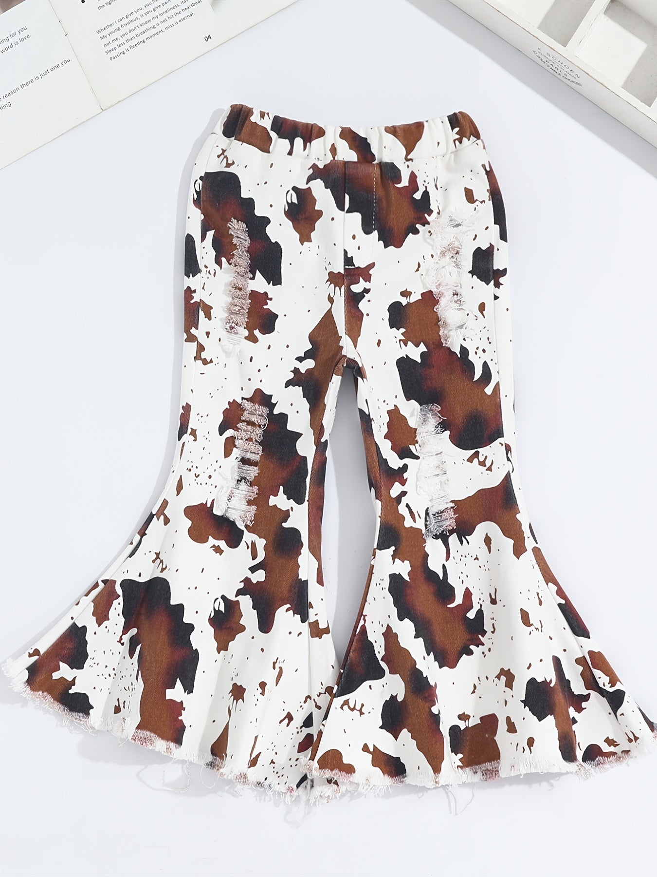 Girls Graffiti Print Flared Jeans Elastic Waist Clothes