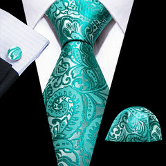 Men's Jacquard Tie, Hankerchief, Cufflinks Set