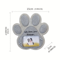 Paw Shaped Pet Memorial Stone with Photo Frame for Dogs or Cats