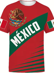 Men's Mexico & Eagle Print T shirt Casual Slightly Stretch 3D Print Tee