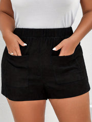  Solid High Rise Shorts with Pockets