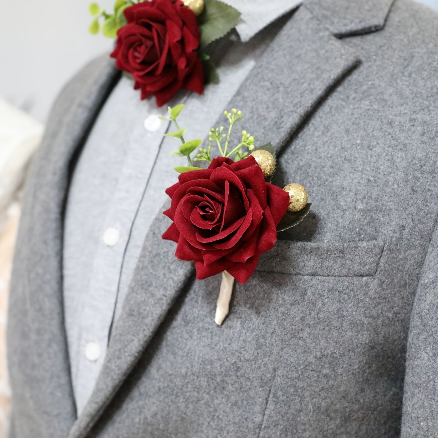 2pcs Bohemian Rose Corsage & Bracelet Set for Wedding & Party Decorations