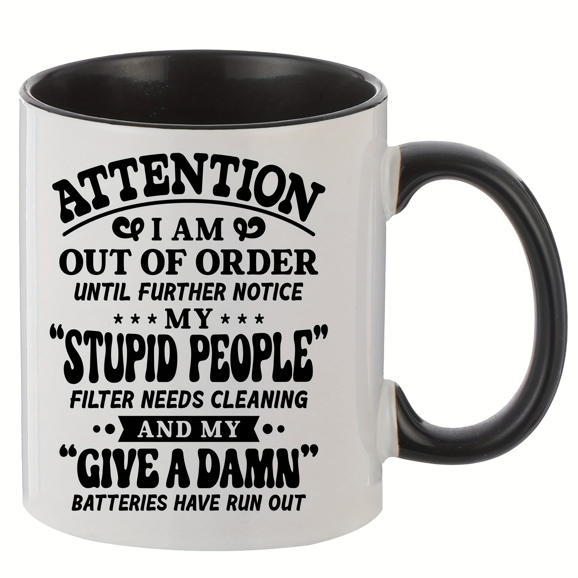 Creative Letter Printed Ceramic Mug 11oz Portable Coffee Cup for Travel