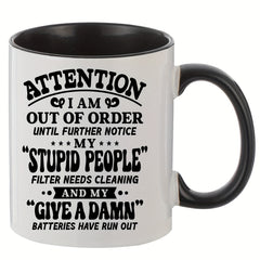 Creative Letter Printed Ceramic Mug 11oz Portable Coffee Cup for Travel