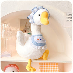 Adorable Goose Plush Doll in Bonnet & Apron Soft Polyester Stuffed Animal