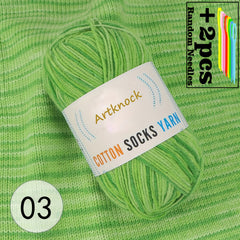 50g Multicolor Yarn + 2 Needles, Cotton Yarn for Knitting Crocheting