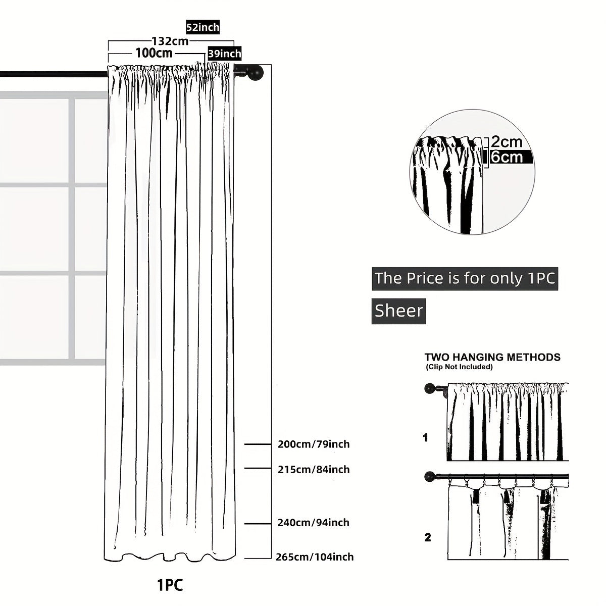 Sweet Flower Pattern Sheer Curtain Rod Pocket Curtain