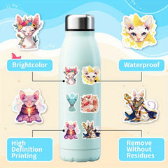 50 Whimsical Cat Stickers Pack DIY Phone Cases Water Bottles Guitar Decor