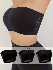 3Pcs Hollow Out Bandeau Bras Stretch Bra Women's Lingerie