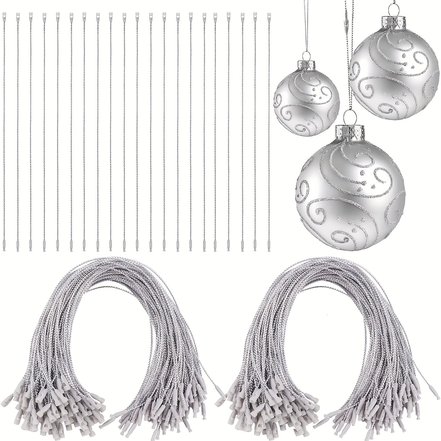 1000pcs Silver Christmas Rope Decoration With Snap Fastener Pre Cut Polyester