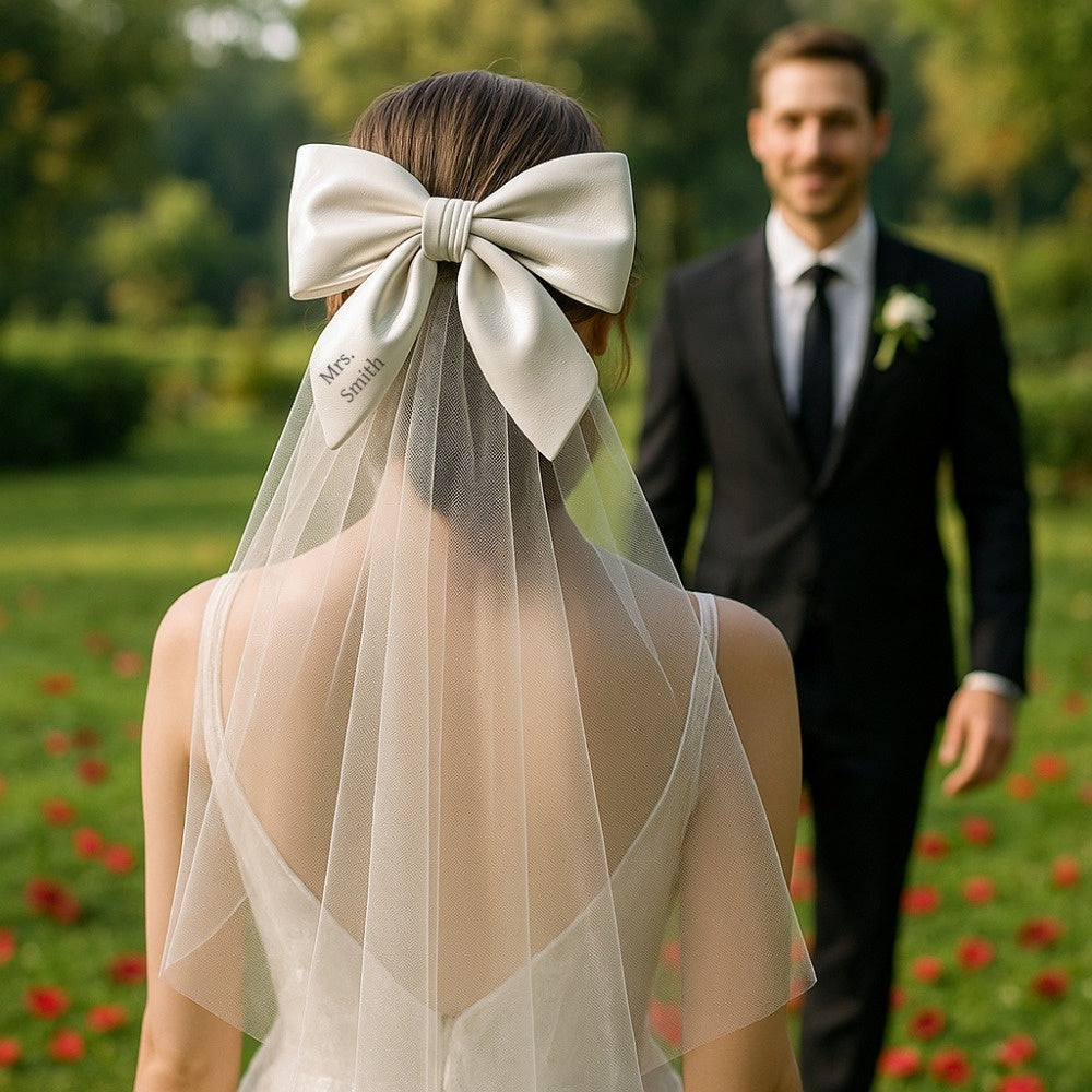 Custom Wedding Veil with Personalized Phrases Embroidered Bridal Veil