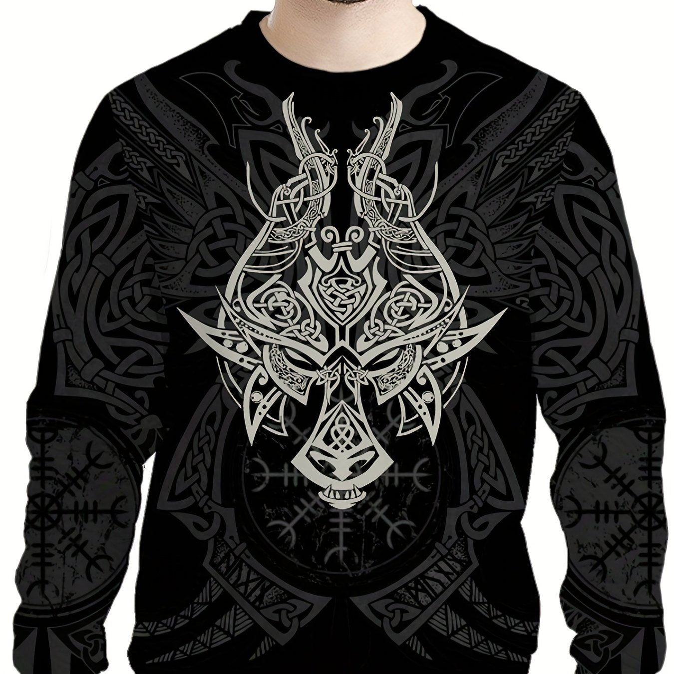 Vintage Graphic Print Men's Sweatshirt Long Sleeve Crew Neck Tops