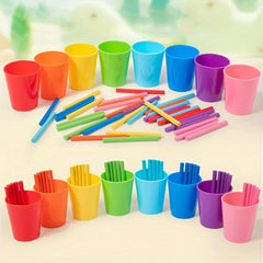 Wooden Sorting Puzzles Educational Arithmetic Stick Cup Toy Kids