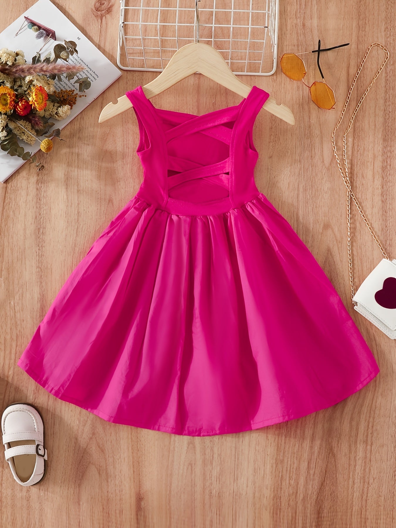 Girls Crisscross Back Vacation Dress