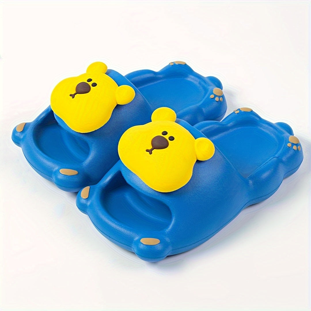 JIAGEYA Cartoon Bear Slippers For Boys Non Slip Lightweight Open Toe Slippers