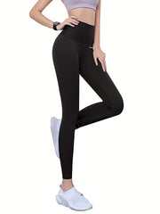 Sports Leggings Women's Plus Letter Print Half Zipper Wide Waistband