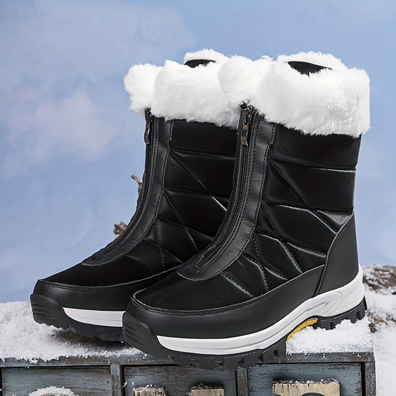 Women's Waterproof Snow Boots Non-slip Thickened Medium Top Shoes