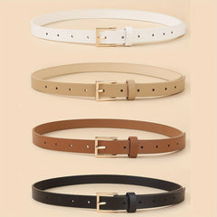 4pcs Square Pin Buckle Belt PU Belt for Women