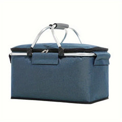 Folding Picnic Basket Oxford Cloth Insulation Basket Multifunctional