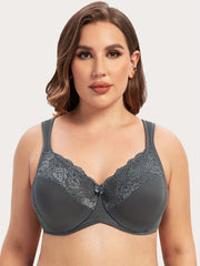  Lace Mini Bow Full Coverage Minimizer Bra