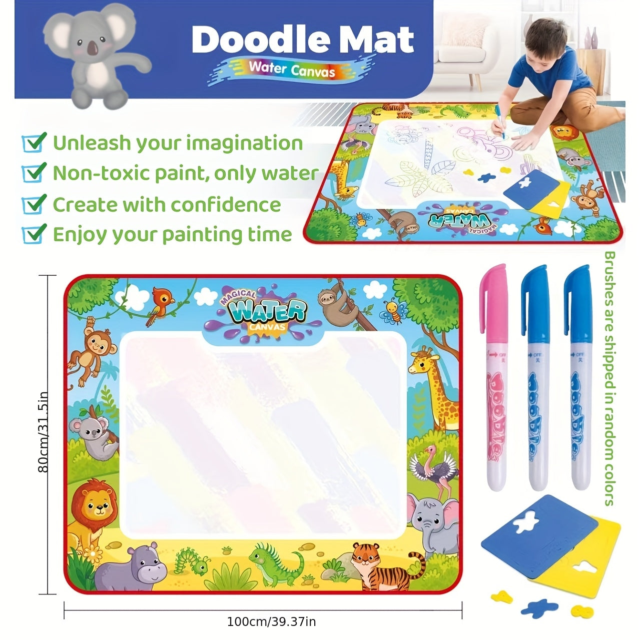 Water Doodle Mat Drawing Toy for Kids Ages 3-8
