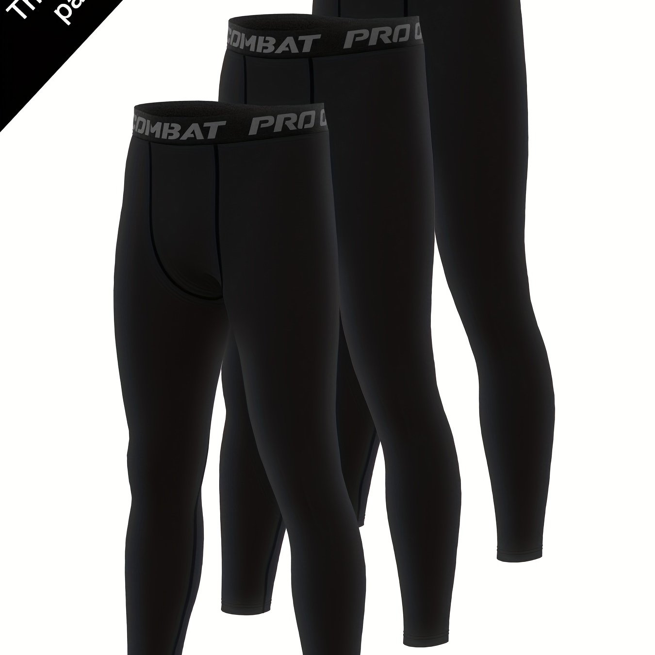 Men's Solid Compression Leggings for Running Training