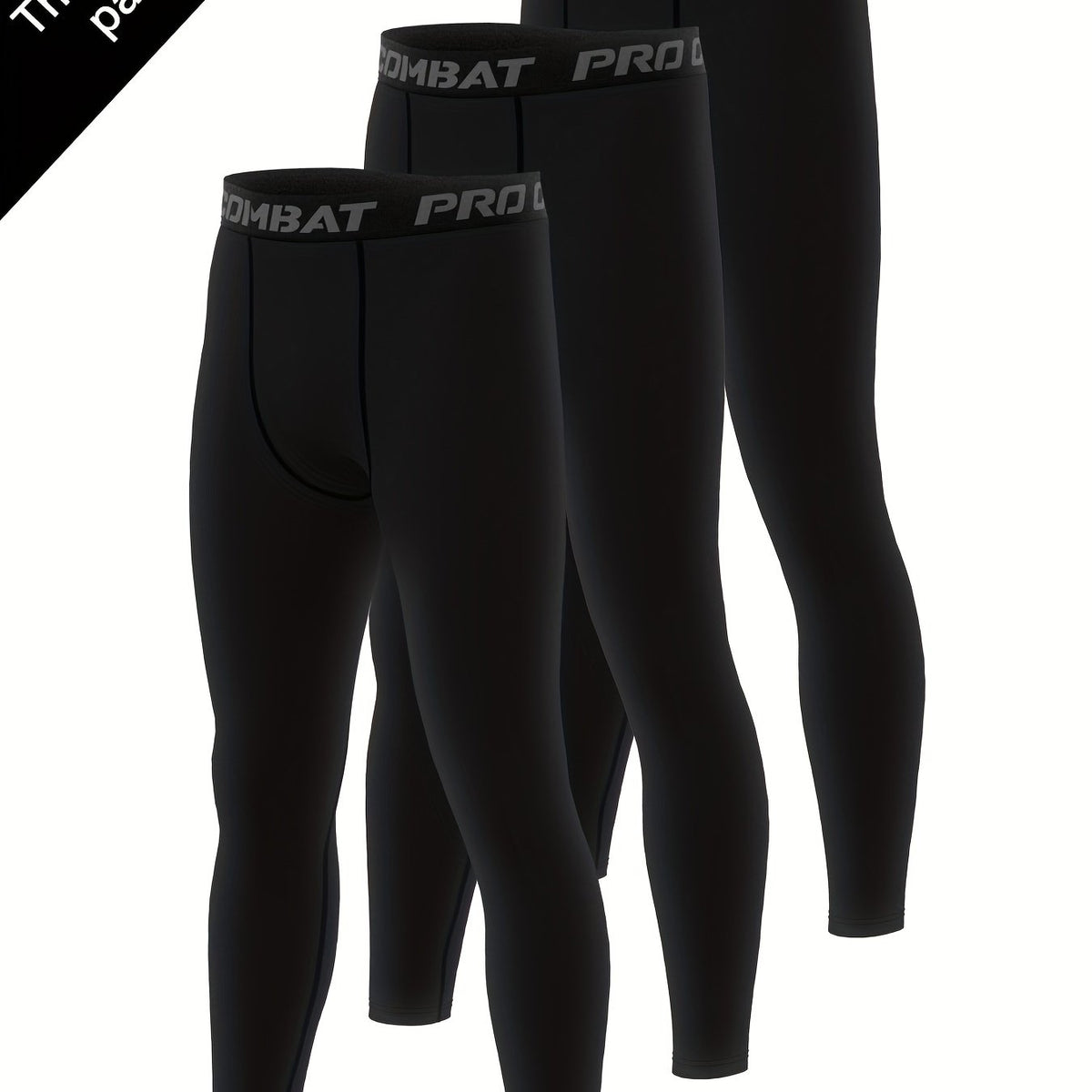 Men's Solid Compression Leggings for Running Training