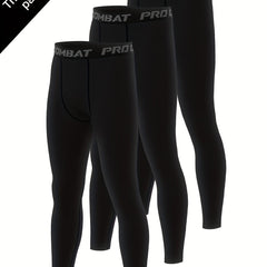 Men's Solid Compression Leggings for Running Training