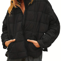 Women's Zip Up Solid Coat Winter Outerwear