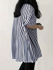  Stripe Print Long Sleeve Button Up Shirt