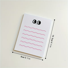 Big Eye Wave Memo Pad Steno Pads Minimalist Cartoon Matte