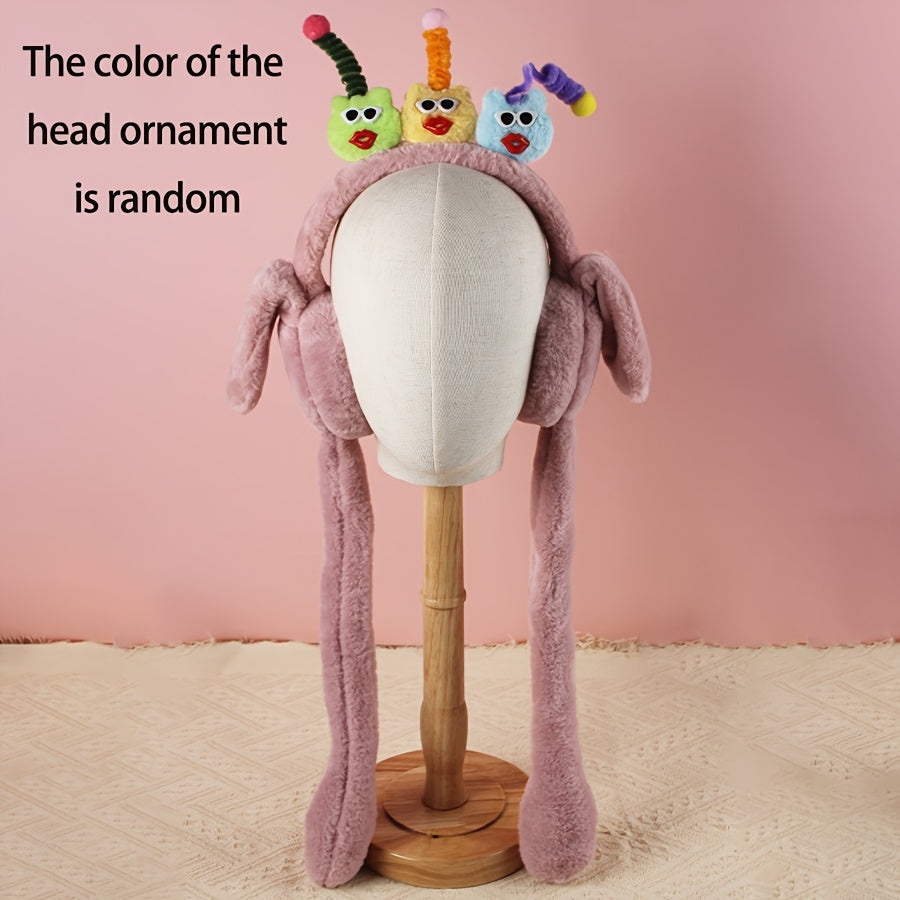 Quirky Plush Earmuffs with Movable Dolls for Couples