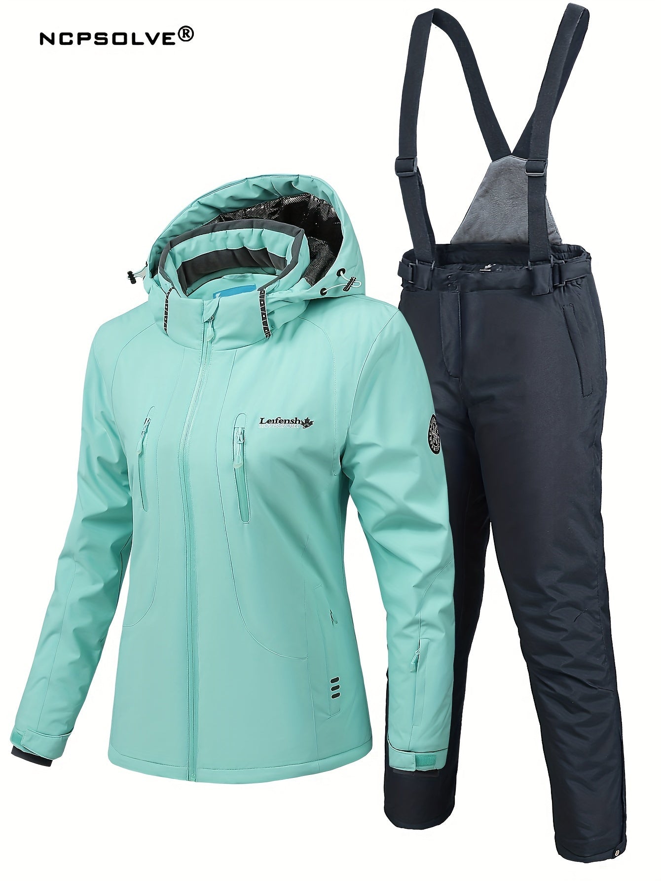 Windproof Ski Set Hooded Jacket & Trouser Women's Activewear