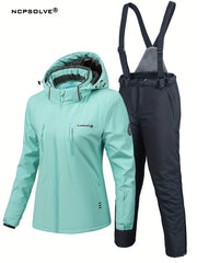 Windproof Ski Set Hooded Jacket & Trouser Women's Activewear