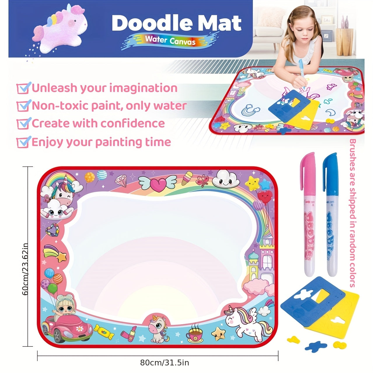 Water Doodle Mat Drawing Toy for Kids Ages 3-8