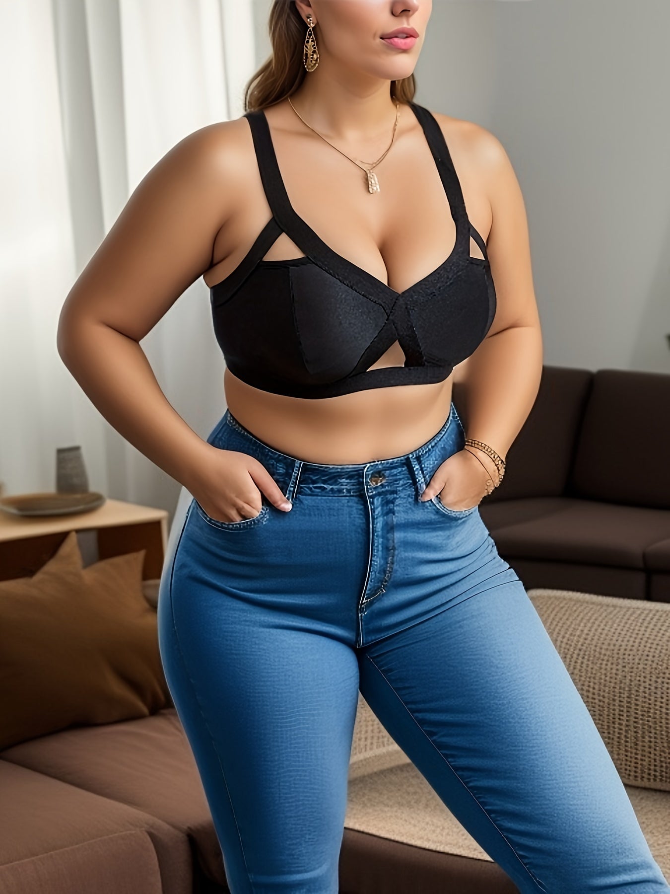  Bra Women's Plus Solid High Stretch Bralette