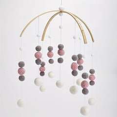 Baby Pomm Pomm Ball Mobile Phone Baby Mobile Felt Ball Bed Bell