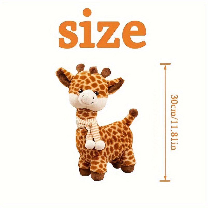 Soft Giraffe Plush Toy with Scarf 11.81in Brown & Striped