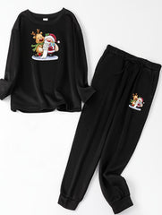  Christmas Lounge Set Elk & Santa Print Long