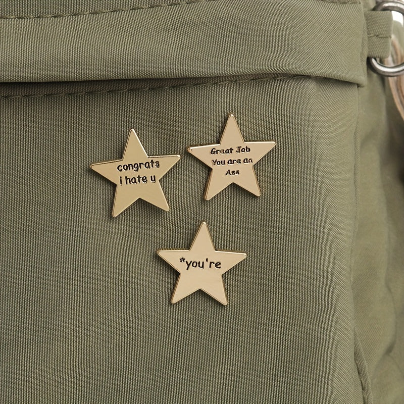 Emotions Enamel Pins Golden Star Brooches Lapel Badges Funny Quotations Jewelry