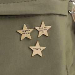 Emotions Enamel Pins Golden Star Brooches Lapel Badges Funny Quotations Jewelry