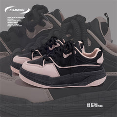 HUANQIU Lace-up Non-slip Skate Shoes Height Increased Sneakers