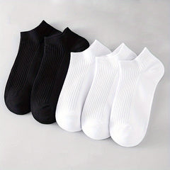 5 Pairs Ribbed Ankle Socks Soft Lightweight All Match Women's Stockings