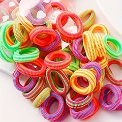 100pcs Colorful Striped Hair Ties Elastic Headbands Hair Rope