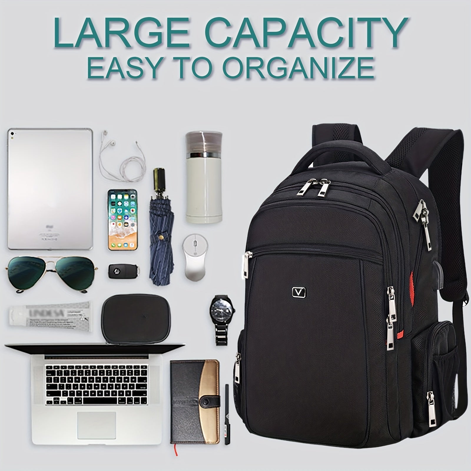 Waterproof Laptop Backpack 40L with USB Charging Port