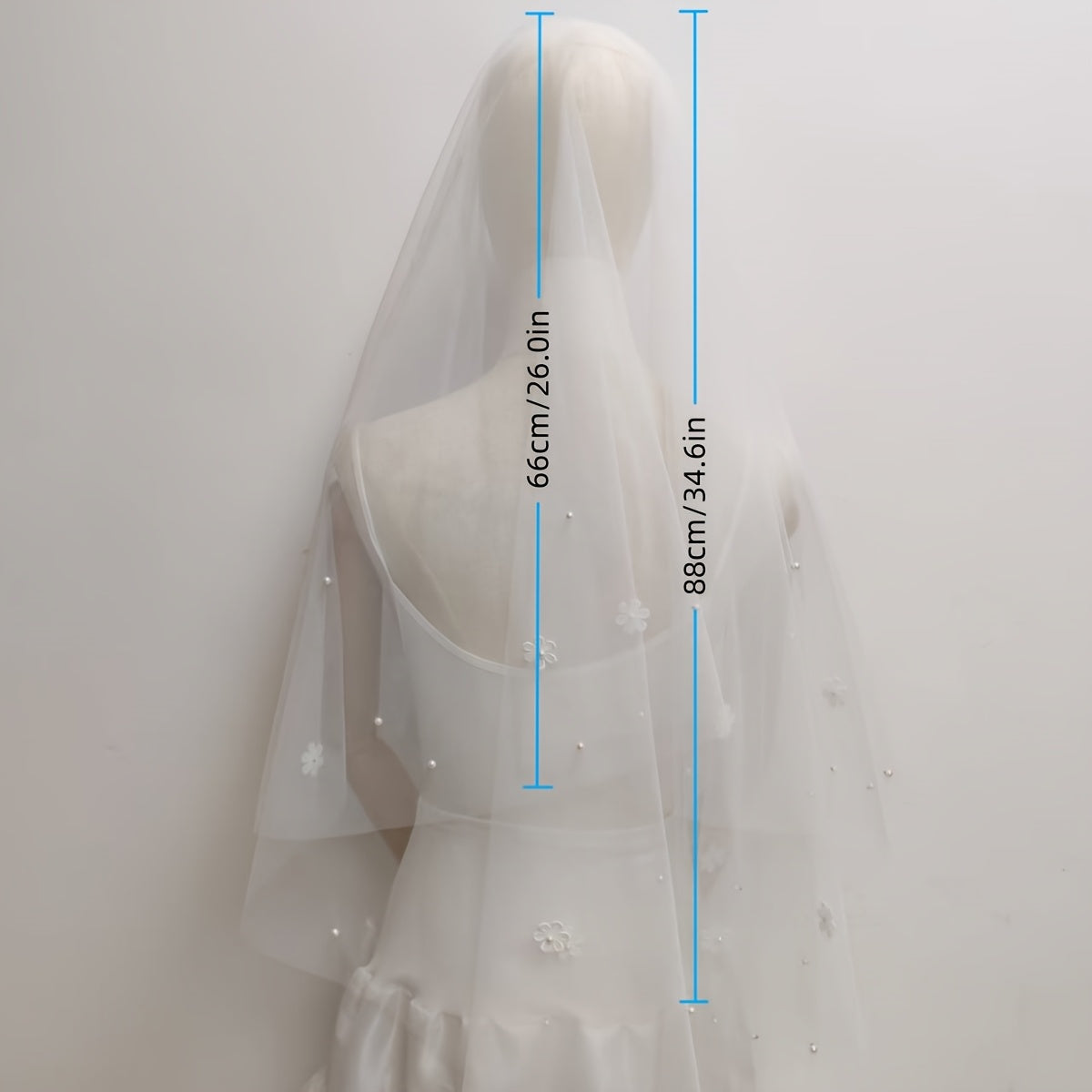 JOANSHRINE Double Layer Bridal Veil Vintage Floral Embellishment