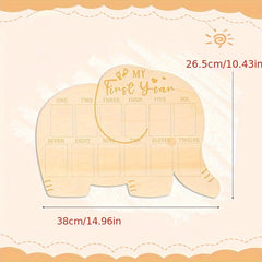 Elephant Wooden First Year Photo Frame, Perfect Keepsake Gift for Mom