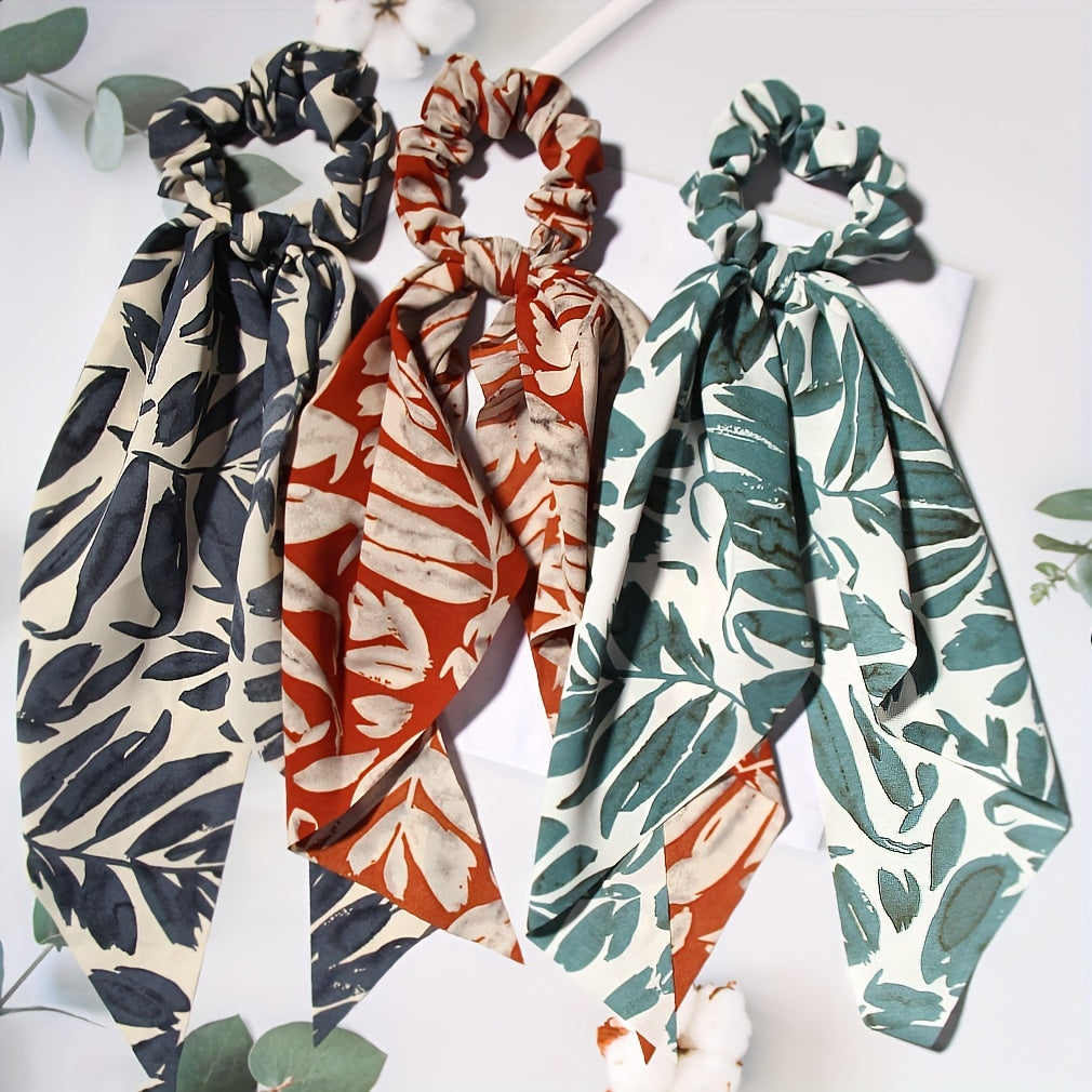 3pcs Hawaiian Tropical Prints Ribbon Band Hair Scarf Boho Style Head Band